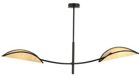 Lampadario a sospensione con supporto rigido LOTUS 2xE14/10W/230V nero/beige