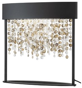 Lampada Da Scrivania Contemporanea Olà Metallo Nero E Cristallo Led 5,2+7,8W