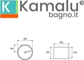 Lavabo da appoggio cilindrico alto con finitura terrazzo grigio cemento| KTERC-400GR - KAMALU