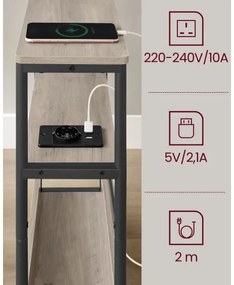 Tavolino d'appoggio con presa elettrica integrata e porte USB ROD marrone/nero