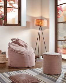 Kave Home - Pouf Wilma in velluto a coste spesso rosa Ã˜ 80 cm