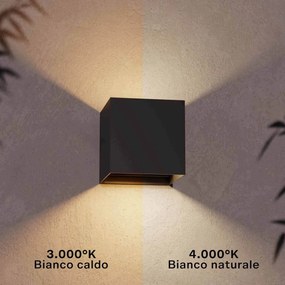 Applique LED Cubo 10W IP65 Nero - 2CCT Colore Bianco Variabile CCT