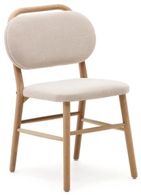 Kave Home - Sedia Helda in ciniglia beige e massello di quercia FSC Mix Credit