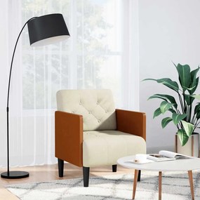 Divano Sedia Con Braccioli Crema 55 Cm İn Velluto /