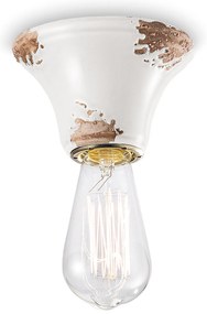 Plafoniera Vintage Tonda Media Ceramica Bianca 1 Luce E14