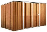 Casetta attrezzi giardino lamiera Box in Acciaio Zincato 345x186cm x h1.92m - 98KG - 6.42mq - LEGNO