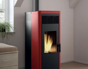 royal lea air 90 us stufa a pellet ad aria uscita fumi superiore 9kw serbatoio 17kg 53x54x116 cm in acciaio rosso bordeaux