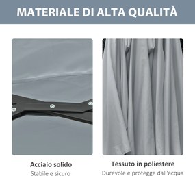 Ombrellone da Giardino Doppio 450 cm con 48 Luci LED e Manovella Grigio Chiaro...