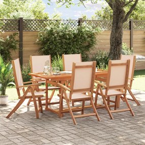 Set Pranzo Da Giardino 7pz Legno Massello Di Acacia E Textilene /