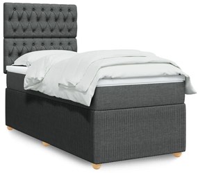 Giroletto A Molle Con Materasso Grigio Scuro 90x190 Cm Tessuto /