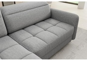 Divano angolare grigio allungabile/con contenitore (con penisola a sinistra/a L) e rivestimento in velluto Barea – ELTAP