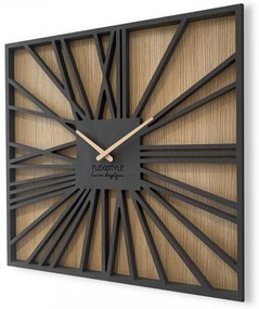 Fantastico orologio quadrato in una combinazione di legno e lussuoso colore nero 50 cm