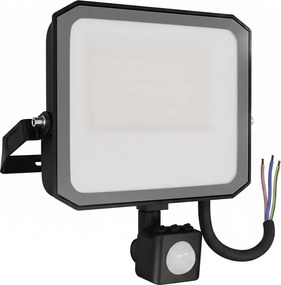 Faro LED 50W IP65 Nero con Sensore di Movimento e OSRAM chip LED Colore Bianco Caldo 3.000K