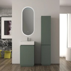 Colonna mobile bagno Cortina L36 x P30 x H185 cm, cannettato, verde opaco, chiusura ammortizzata