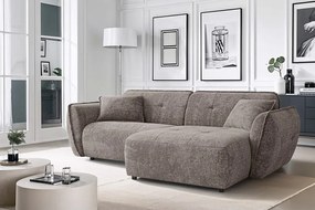 Divano angolare grigio tortora (con penisola a destra/con chaise lounge) con rivestimento in ciniglia Nelia – Ropez