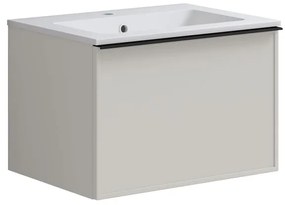 Mobile bagno sospeso con lavabo L 60 x H 40 cm grigio pastello 1 cassetto per vasca centrale Pixel