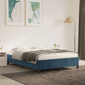Giroletto Senza Materasso Blu Scuro 140x190 Cm İn Velluto /
