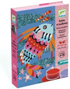 Gioco d'arte con la sabbia e i brillantini - pesce felice