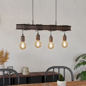 Lampadario Industrial Townshend 4 4 Luci Acciaio Marrone Invecchiato E Nero