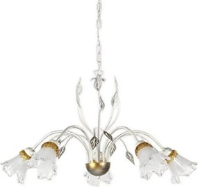 Lampadario Neoclassico Lampadario Neoclassico Lancia 5x E14 bianco paralume bianco 5x E14