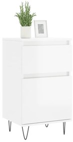 Credenza Bianco Lucido 40x35x70 cm in Legno Multistrato