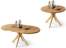 RENZO Rovere Naturale - TAVOLO ROTONDO IN LEGNO Ø110 ALLUNGABILE FINO A 180 cm|PER CUCINA, SALA DA PRANZO, SOGGIORNO STILE RETRO