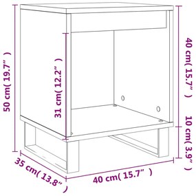 Comodini 2pz Grigio Sonoma 40x35x50 cm in Legno Multistrato