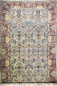 Kerman Tappeto 550x300 Beige (Iran) Annodato A Mano