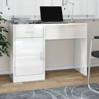 Scrivania Cassetto Bianco Lucido 100x40x73cm Legno Multistrato 342655