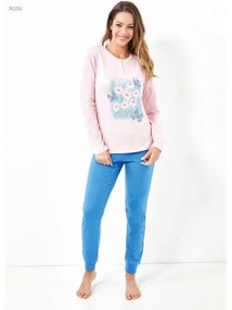 Pigiama donna manica lunga in jersey di cotone Il Granchio Marica  Colore Bianco, Taglia pigiami L