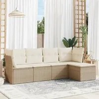 Set Divano da Giardino 5 pz con Cuscini Beige in Polyrattancod mxl 111529