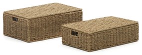 Kave Home - Set Tossa di 2 scatole con coperchio in fibre naturali 57 x 36 cm / 60 x 40 cm