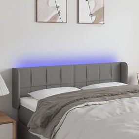 Testiera A Led Grigio Scuro 147x16x78/88 Cm İn Tessuto /