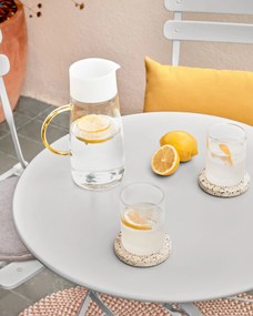 Kave Home - Set da esterno Beryl con tavolo e 2 sedie pieghevoli in metallo grigio chiaro