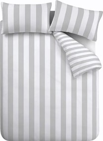 Biancheria da letto matrimoniale bianco-grigia 200x200 cm Cove Stripe - Catherine Lansfield