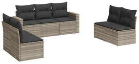 Set divani da giardino 7pz con cuscini grigio chiaro polyrattan