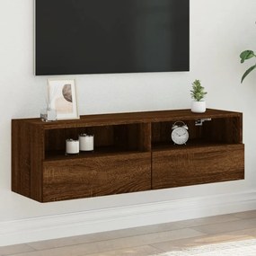 Mobile Tv A Parete Rovere Marrone 100x30x30cm Legno Multistrato /