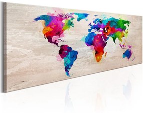 Quadro World Map  Finesse of Colours  Colore colorful, Dimensioni e Misure 120x40