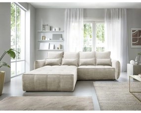 Divano angolare beige allungabile/con contenitore (con penisola a sinistra/con chaise lounge) e rivestimento in velluto Campo – ELTAP