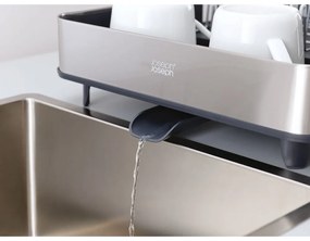 Set di scolapiatti e dispenser di sapone nero/argentato in plastica 36x32 cm Rethink Your Sink – Joseph Joseph