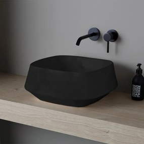 Lavabo da appoggio in ceramica nero opaco quadrato 42 cm   Aris