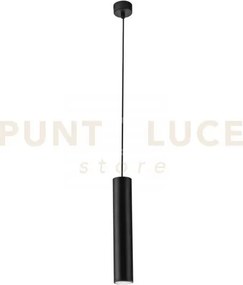 Lampadario a sospensione fluke tonda nera 1 luce attacco gu10 5,5x5...
