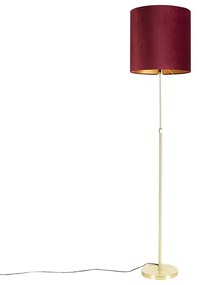 Lampada da terra oro/ottone con paralume in velluto rosso 40/40 cm - Parte