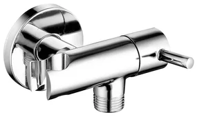 Rubinetto d'arresto cromato con supporto doccia dal design tondo