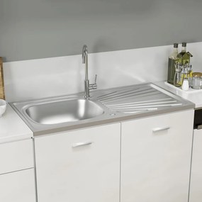 Lavello Da Cucina Con Scarico Argento 1000x500x155 Mm Acciaio /