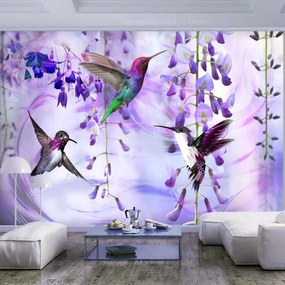 Fotomurale adesivo Flying Hummingbirds (Violet)