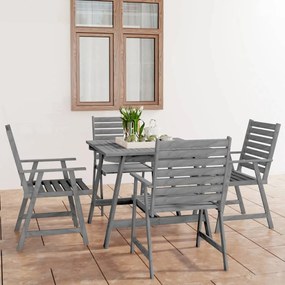 Set pranzo da giardino 5 pz in legno massello di acacia grigio