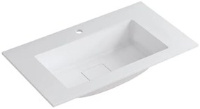 Lavabo a incasso rettangolare vasca centrale L 90.5 x H 15 x P 46 cm in resina bianco lucido