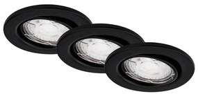 Brilo - SET 3x Lampada LED da incasso per bagni 1xGU10/5W/230V IP23 nero