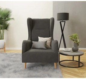 Poltrona in velluto grigio scuro Carole - Ropez